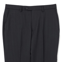 洗える ストレッチ 2パンツスーツ 紺ストライプ LES MUES ブリティッシ