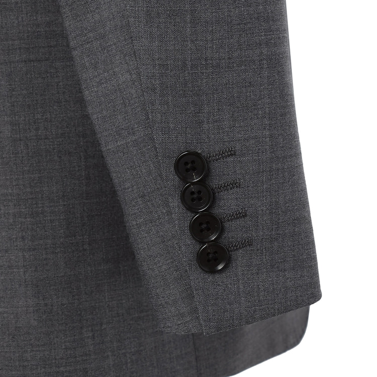 LES MUES ノーカラー パンツスーツ 洗える ストレッチ グレー LES MUES ノーカラー パンツスーツ 洗える ストレッチ グレー