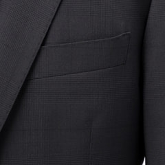 リサイクル素材使用 洗えるウールブレンド 2パンツスーツ チャコールグレーグレンチェック LES MUES ブリティッシュスリム