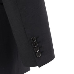 リサイクル素材使用 洗えるウールブレンド 2パンツスーツ チャコールグレーグレンチェック LES MUES ブリティッシュスリム