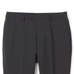 リサイクル素材使用 洗えるウールブレンド 2パンツスーツ チャコールグレーグレンチェック LES MUES ブリティッシュスリム
