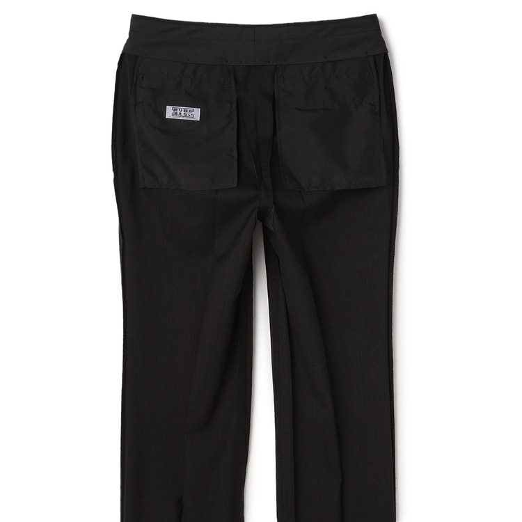 洗える ストレッチ 2パンツスーツ 黒ストライプ LES MUES