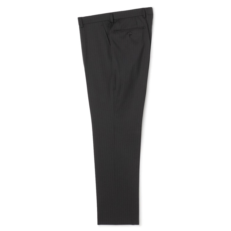 洗えるウールブレンド 2パンツスーツ 黒ストライプ LES MUES