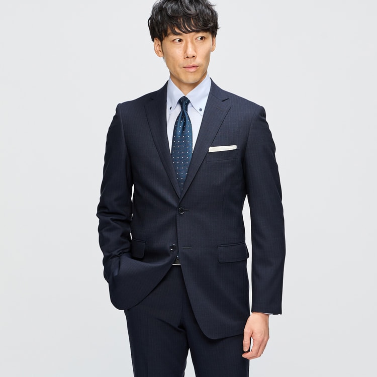 タグ付き LES MUES パンツスーツ ウォッシャブル ネイビー 13号 リサイクル素材使用 洗えるウールブレンド 2パンツスーツ 紺シャドー