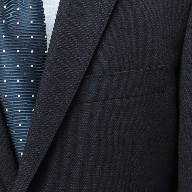 24AW タグ付き◎五大陸 スーツ 山栄毛織 ウール 紺 シャドーチェック A5 マルゾット/Marzotto ウール混 スリムフィット 2ボタン2ピーススーツ