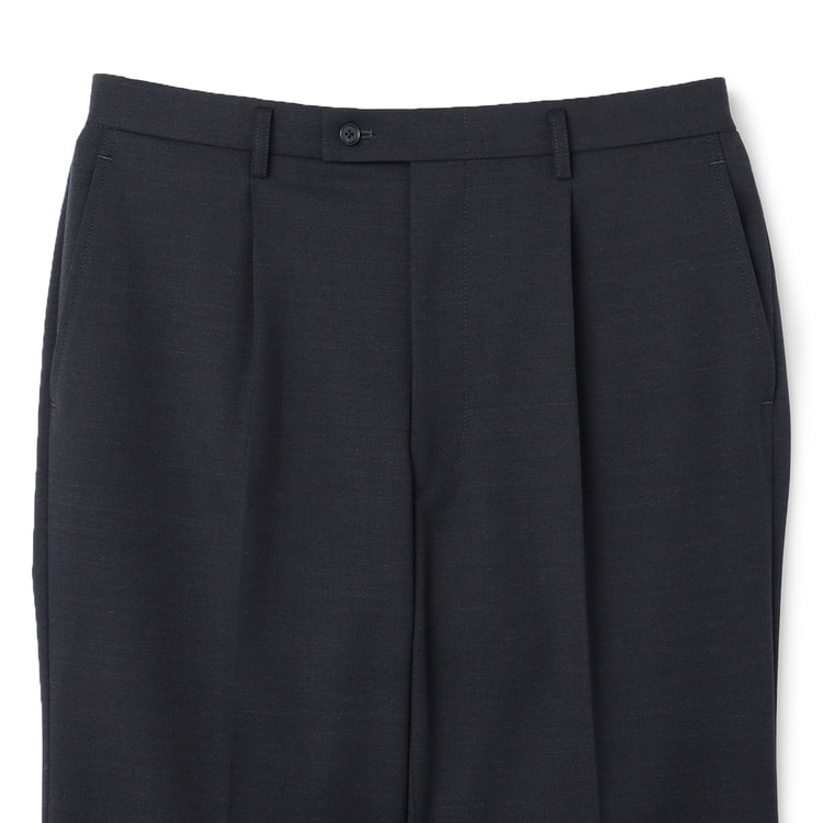 リサイクル素材使用 洗えるウールブレンド 2パンツスーツ 紺無地調 LES