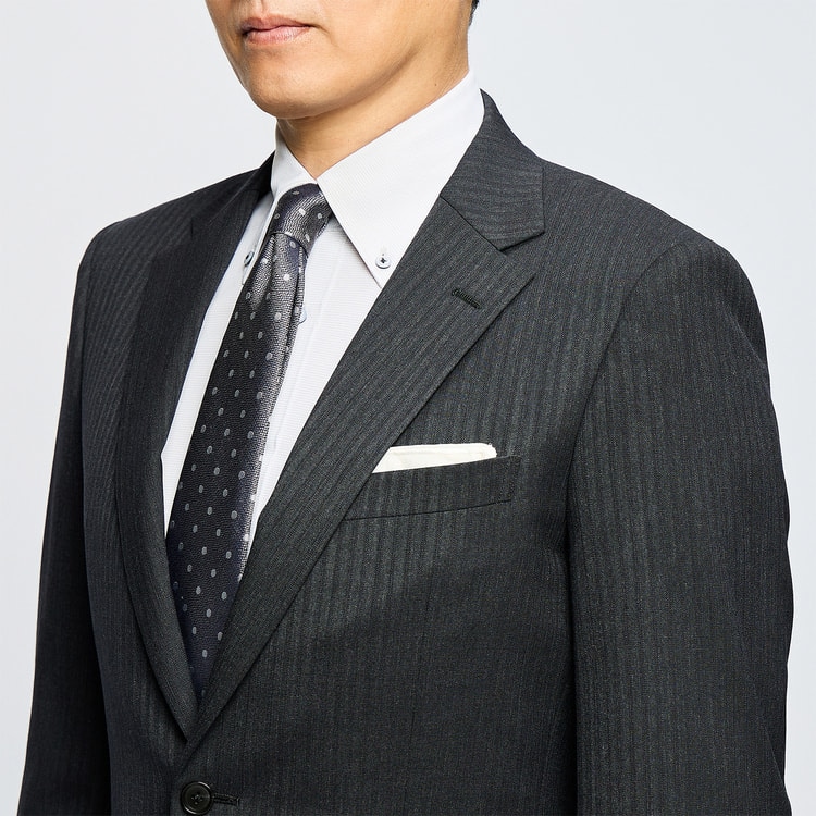 リサイクル素材使用 洗える 2パンツスーツ チャコールグレーシャドー