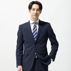 洗える ストレッチ 2パンツスーツ 紺チェック LES MUES