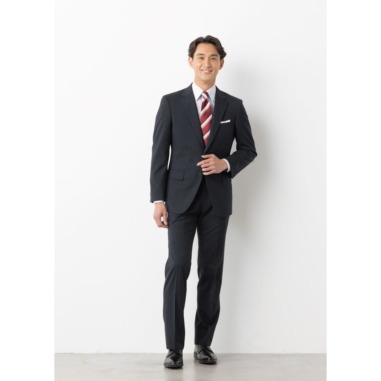 【極美品】ヒューゴボス セットアップ スーツ上下 パンツスーツ ストライプ 紺 極美品✨ヒューゴボス スーツ セットアップ ストレッチ シルク