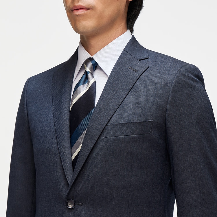 洗えるウールブレンドスーツ 2パンツ 紺無地調 LES MUES