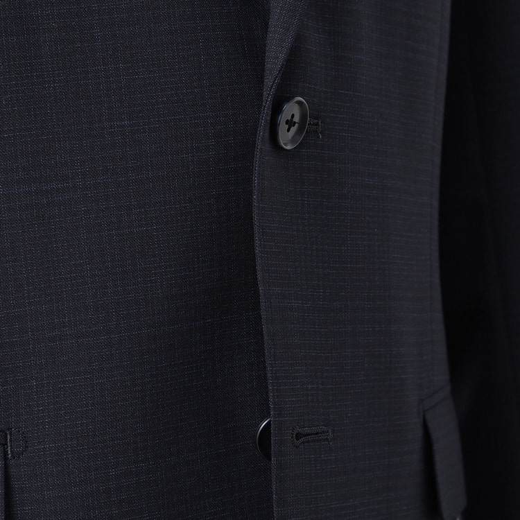 洗える 着回しクロススーツ LES MUES スリム 紺グレンチェック【AOKI