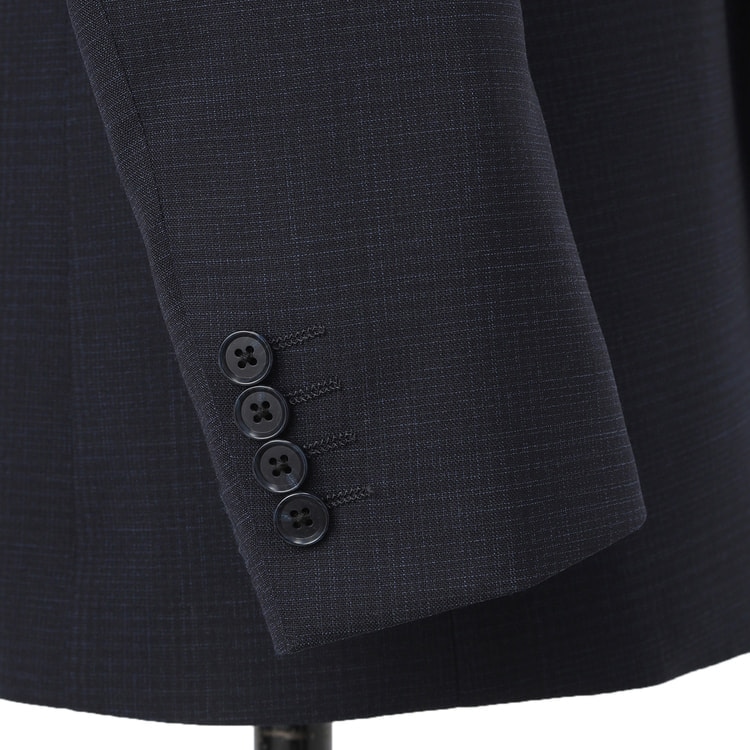 洗える 着回しクロススーツ LES MUES スリム 紺グレンチェック【AOKI