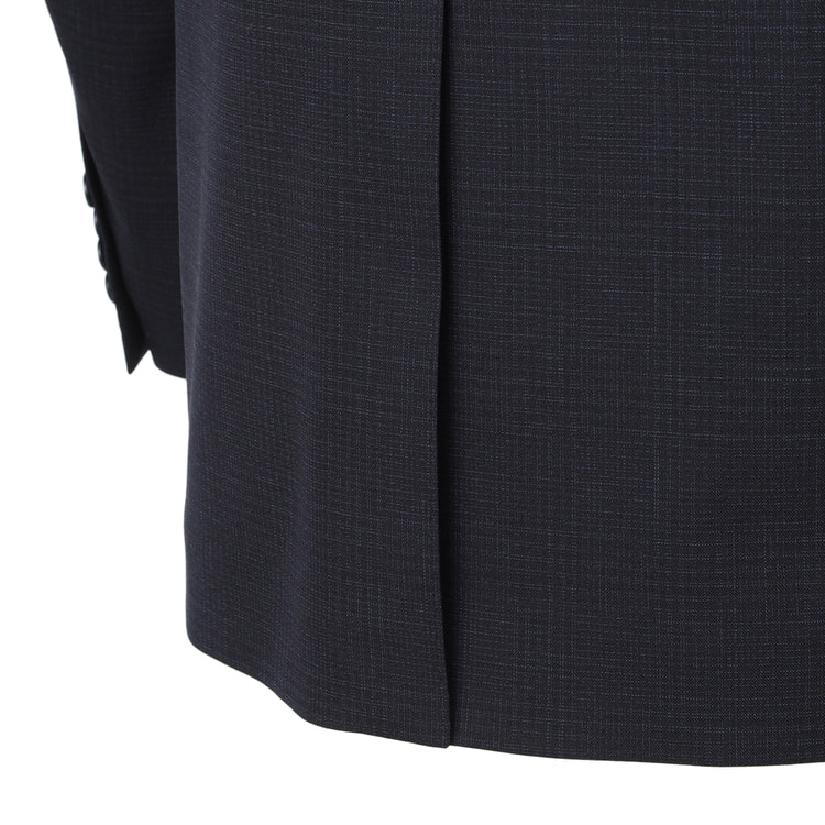 洗える 着回しクロススーツ LES MUES スリム 紺グレンチェック【AOKI