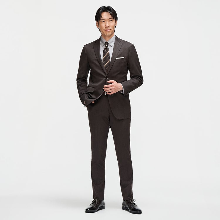 洗える 着回しクロススーツ LES MUES スリム 茶【AOKI公式通販】