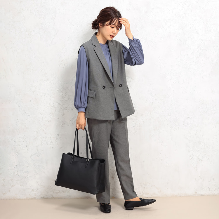 シーニュ グレー ダブルブレスト ベスト