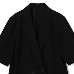 【アウトレット】UVカット ストレッチ半袖ダブルジャケット 黒 セットアップ着用可
