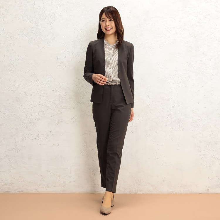 Web限定価格 モカブラウンノーカラージャケット セットア スーツのaoki公式通販