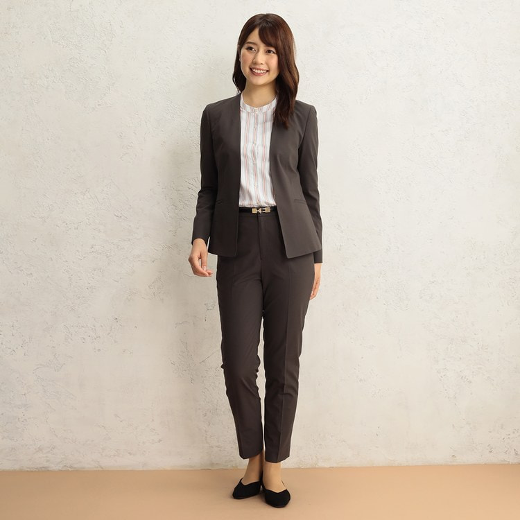 Web限定価格 モカブラウンノーカラージャケット セットアップ着用可 Aoki公式通販