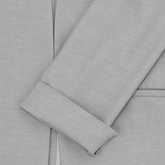 夏向け】麻調ノーカラージャケット ライトグレー セットアップ