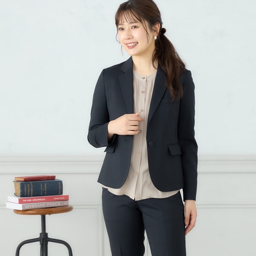 値下げ】AOKI レディース スーツ 3点セット 紺ストライプ 填