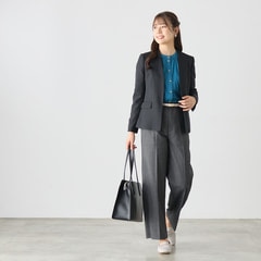 2wayストレッチ ノーカラージャケット 紺 セットアップ着用可 2wayストレッチ ノーカラージャケット 紺 セットアップ着用可