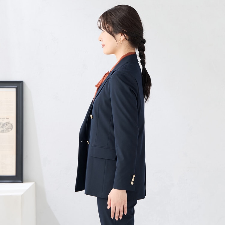 ライトストレッチ ダブルジャケット 紺 セットアップ着用可【AOKI公式