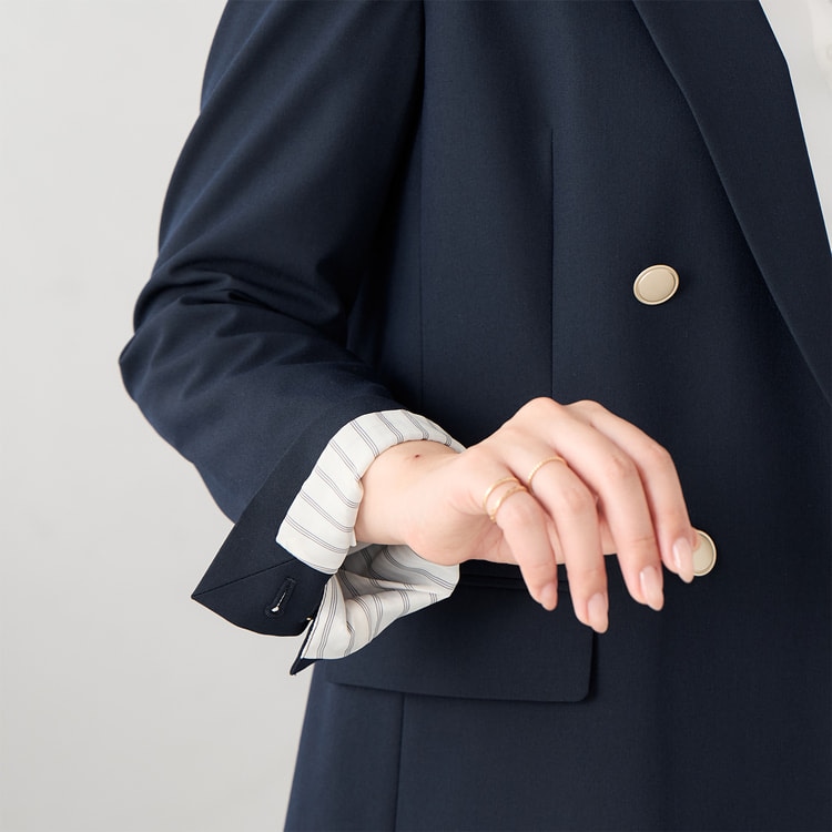 ライトストレッチ ダブルジャケット 紺 セットアップ着用可