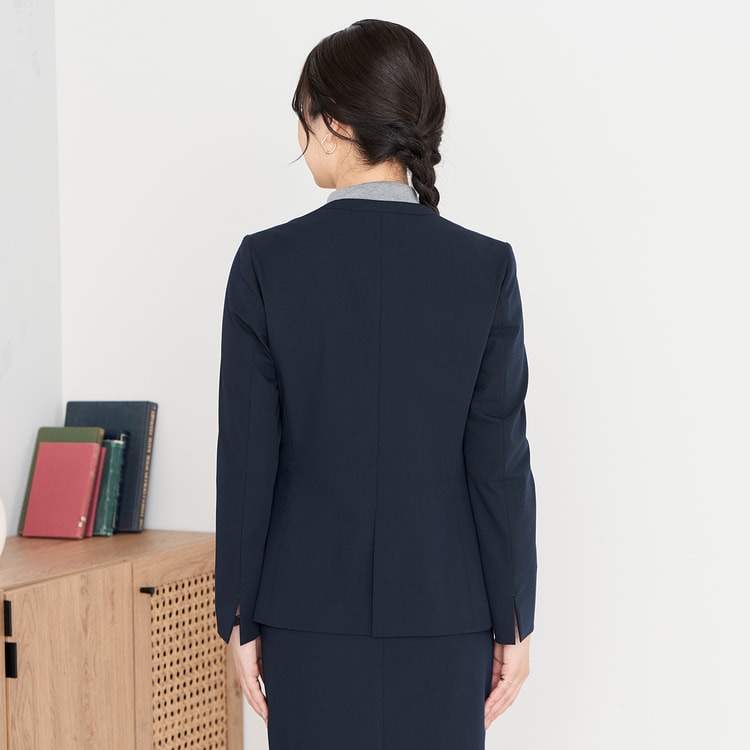 AURALEE ネイビー ノーカラージャケット AURALEE/22＞ノーカラー ジャケット