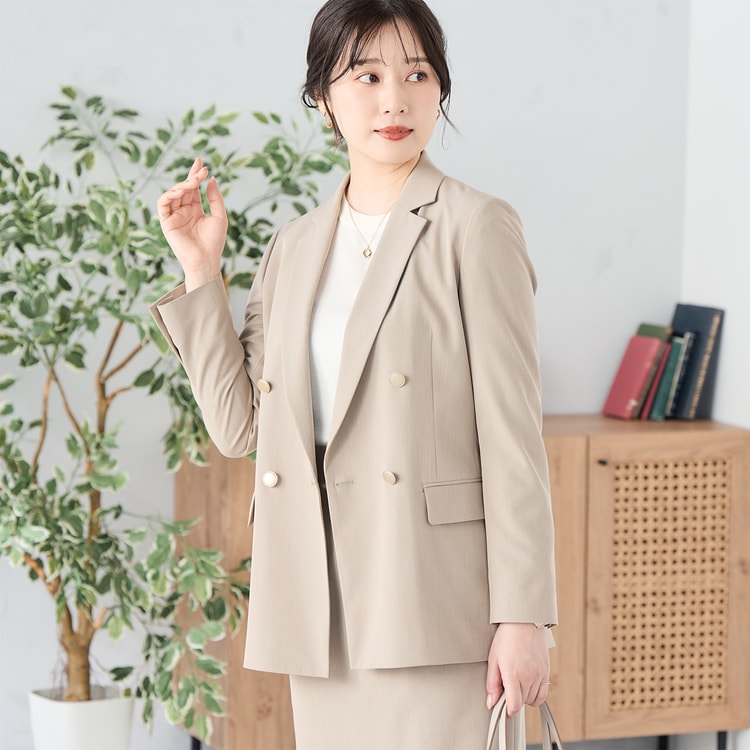 ライトストレッチ ダブルブレストジャケット ベージュ