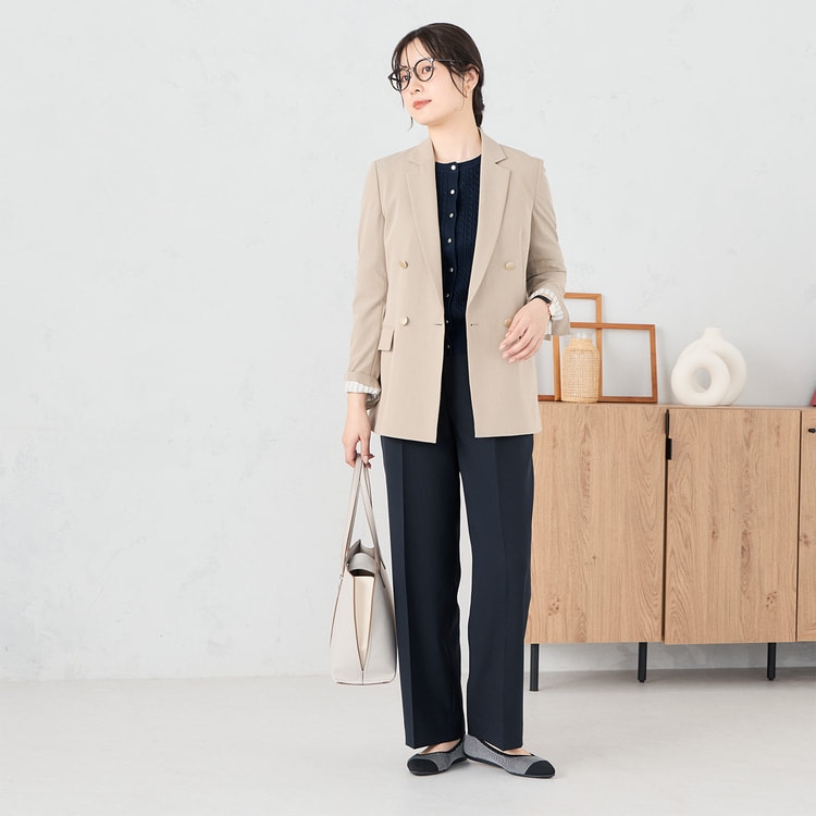ライトストレッチ ダブルブレストジャケット ベージュ