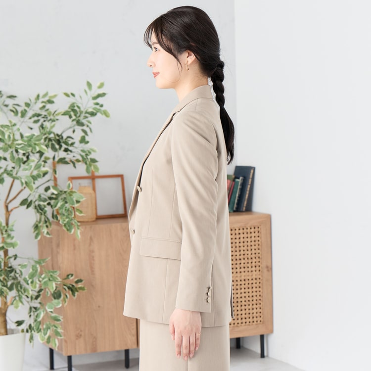 ライトストレッチ ダブルブレストジャケット ベージュ