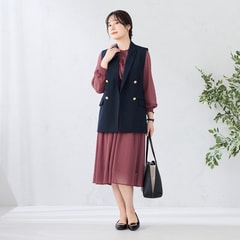 ≪Oggi.jp8月掲載≫ ライトストレッチ ダブルベスト 紺 セットアップ