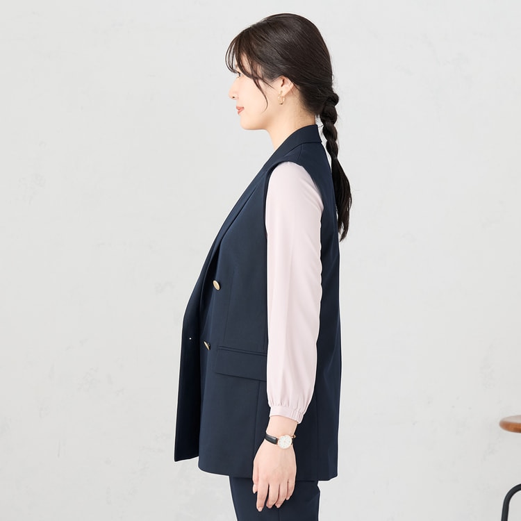 ≪Oggi.jp8月掲載≫ ライトストレッチ ダブルベスト 紺 セットアップ