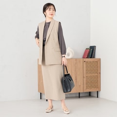 ライトストレッチ ダブルベスト ベージュ セットアップ着用可