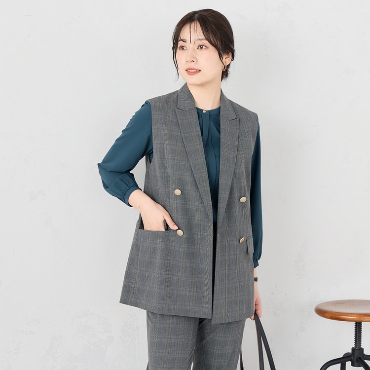 ≪Oggi.jp8月掲載≫ ライトストレッチ ダブルベスト グレー