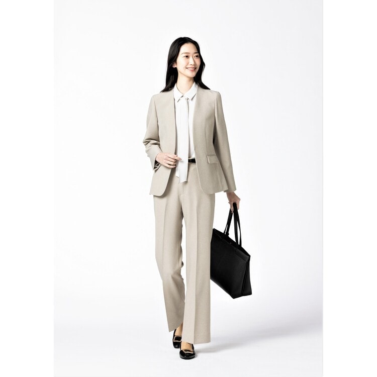 ≪Oggi4月号掲載≫ メランジストレッチ ノーカラージャケット ベージュ