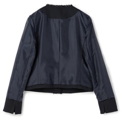 S*o様 ノーカラーツイードジャケット ネイビー セール】 ノーカラーツイードジャケット （ノーカラージャケット