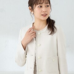 【ビジネスからセレモニーまで】ツイードノーカラージャケット 【ビジネスからセレモニーまで】ツイードノーカラージャケット