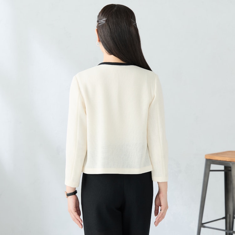 未使用DESIGNWORKS ノーカラージャケット オフホワイト38 トリッカーカラミ ノーカラージャケット オフホワイト【AOKI公式