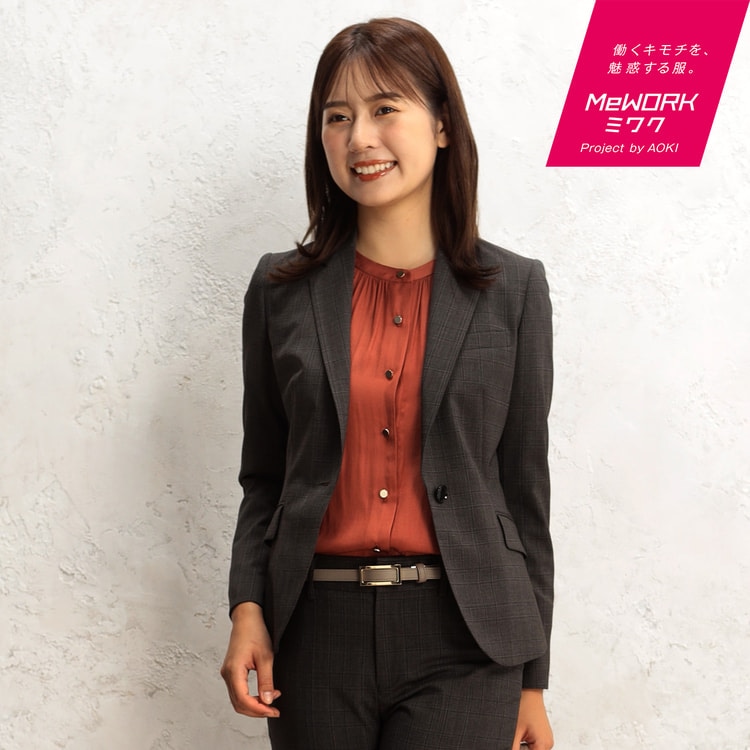 Oggi11月号掲載 茶チェックテーラードジャケット セ スーツのaoki公式通販