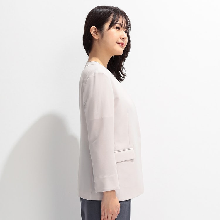 アウトレット】トロピンクベージュ ノーカラージャケット セットアップ