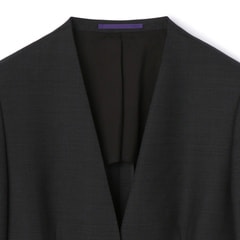 AOKI【未使用タグ付☆】島田順子　スーツセットアップ　パンツ　ノーカラー　S黒 アウトレット】SUITS BY JUNKO SHIMADA イタリア素材 RE