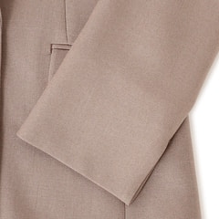 AOKI シャークツイード　モカベージュ　ノーカラージャケット＆パンツ　セット アウトレット】シャークツイード ノーカラージャケット モカベージュ