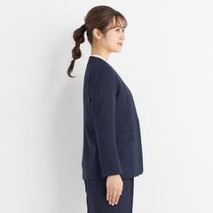 Oggiコラボ ダブルクロス ノーカラージャケット 黒 セットアップ
