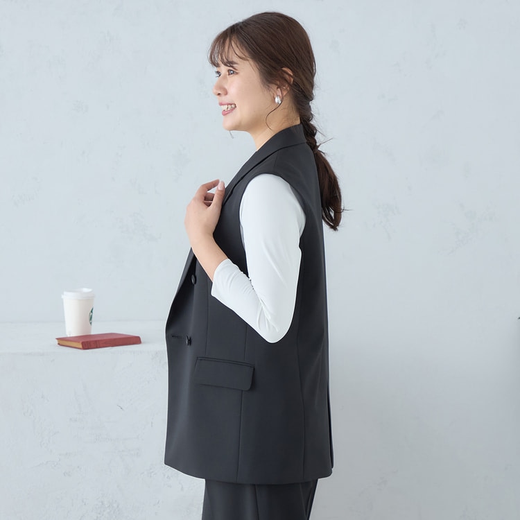 Oggiコラボ 2Wayストレッチツイル ベスト 黒 セットアップ着用可