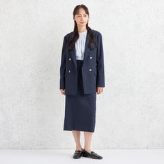 Oggiコラボ 2Wayストレッチツイル ダブルジャケット 紺 セットアップ着用可
