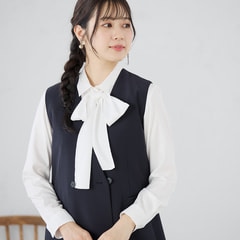 ≪Oggi4月号掲載≫ パウダリーストレッチ紺 ノーカラーベスト