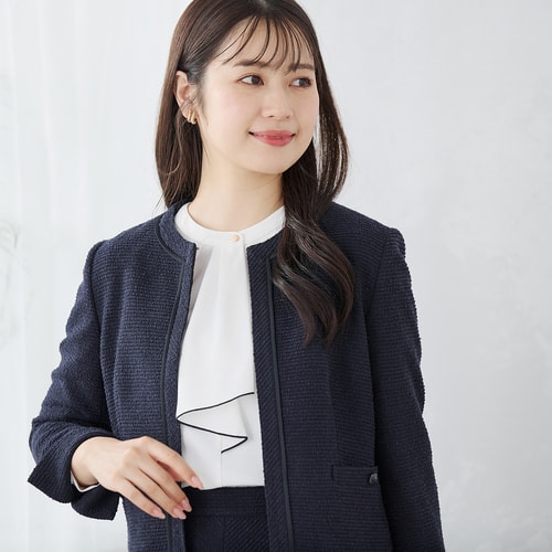 美品⭐️アマカ ノーカラージャケット スーツ ビジネス フォーマル 濃紺  M スーツ・ジャケット・ボトムス ノーカラージャケット商品一覧