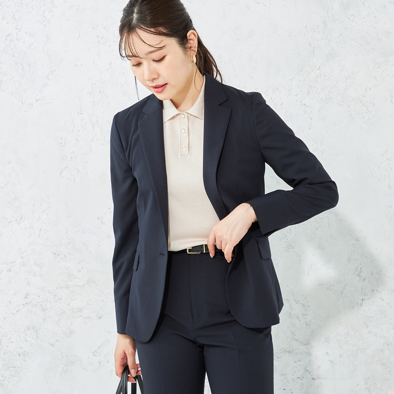 ≪Oggi.jp4月掲載≫ リランチェストレッチ紺 テーラードジャケット セットアップ着用可 ≪Oggi.jp4月掲載≫ リランチェストレッチ紺 テーラードジャケット セットアップ着用可