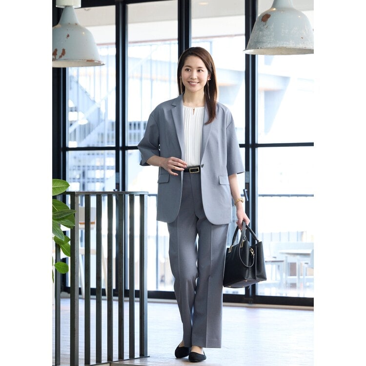 ≪Oggi9月号掲載≫ リランチェストレッチ グレー 半袖シャツ